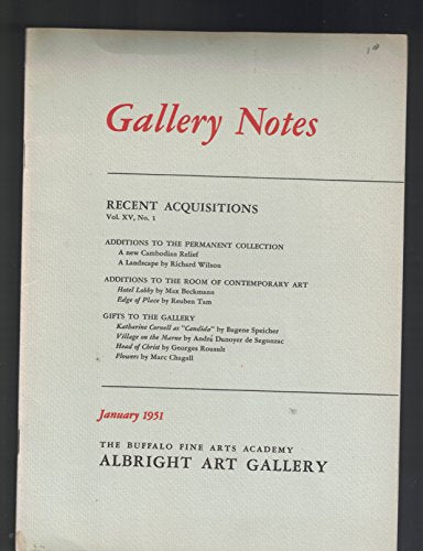 Gallery Notes Albright Art Gallery January 1951