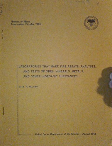Laboratories that make fire assays, analyses, and tests of ores, minerals, metals, and other inorganic substances (U.S. Bureau of Mines. Information Circular)