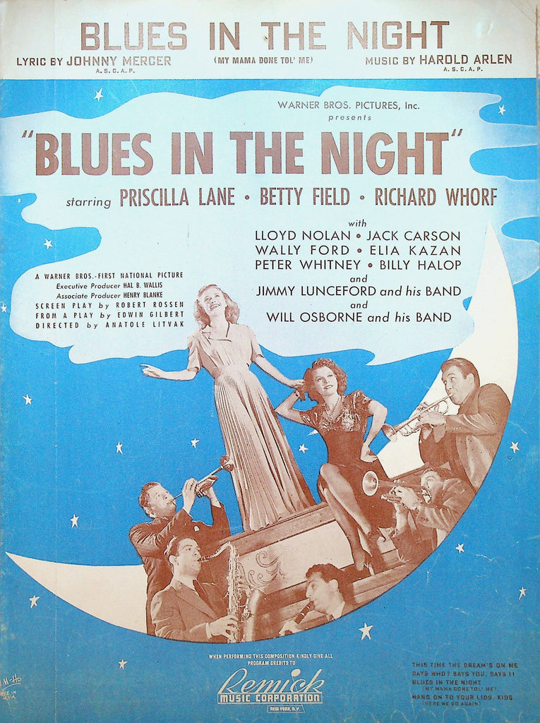 Blues in the Night Sheet Music Johnny Mercer